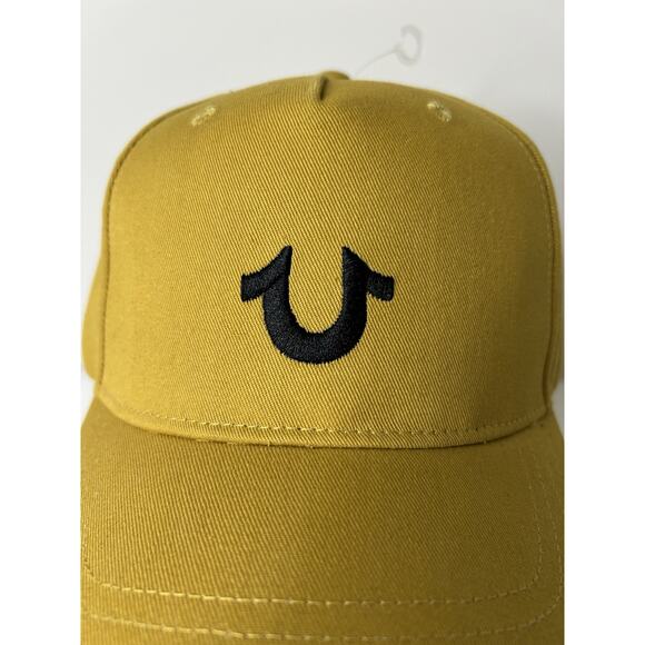 True Religion Hat Snapback Adjustable Gold Men Embroidered Black Logo Horse Shoe - Picture 5 of 8
